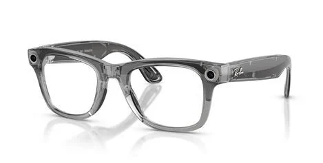 Ray-Ban Meta Wayfarer Gen 2 RW4012 Smart AI Glasses – Shiny Transparent Grey – Transitions Sapphire Lenses