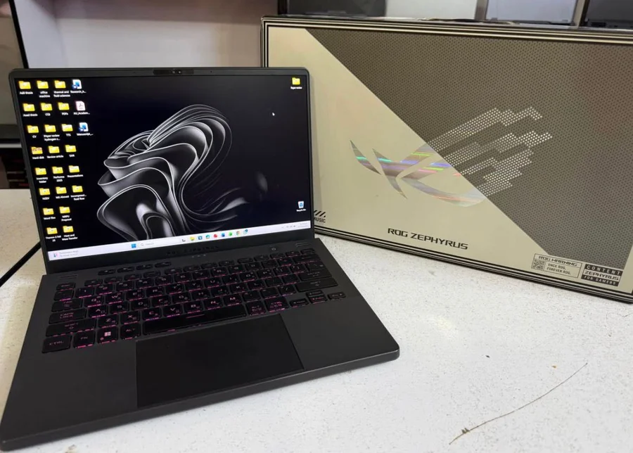 Asus ROG Zephyrus G14 Gaming Laptop AMD Ryzen 9 7840HS 16Gb Ram ddr 5 4800 512Gb SSD Nvidia RTX 4070 8Gb 125 watt 2K Screen with 165Hz Refresh Rate RGB Keyboard Original Charger With box and all Accessories