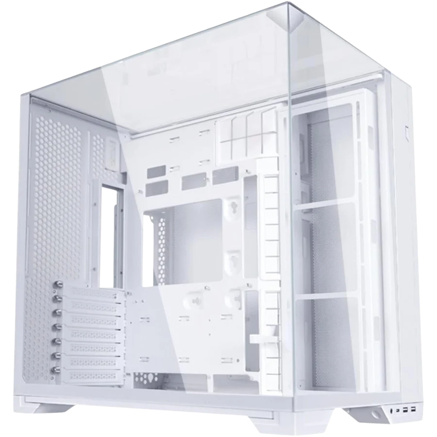 Lian Li O11 Vision Compact White Steel Tempered Glass ATX Mid Tower Computer Gaming Case, Back Connect Support - White - New