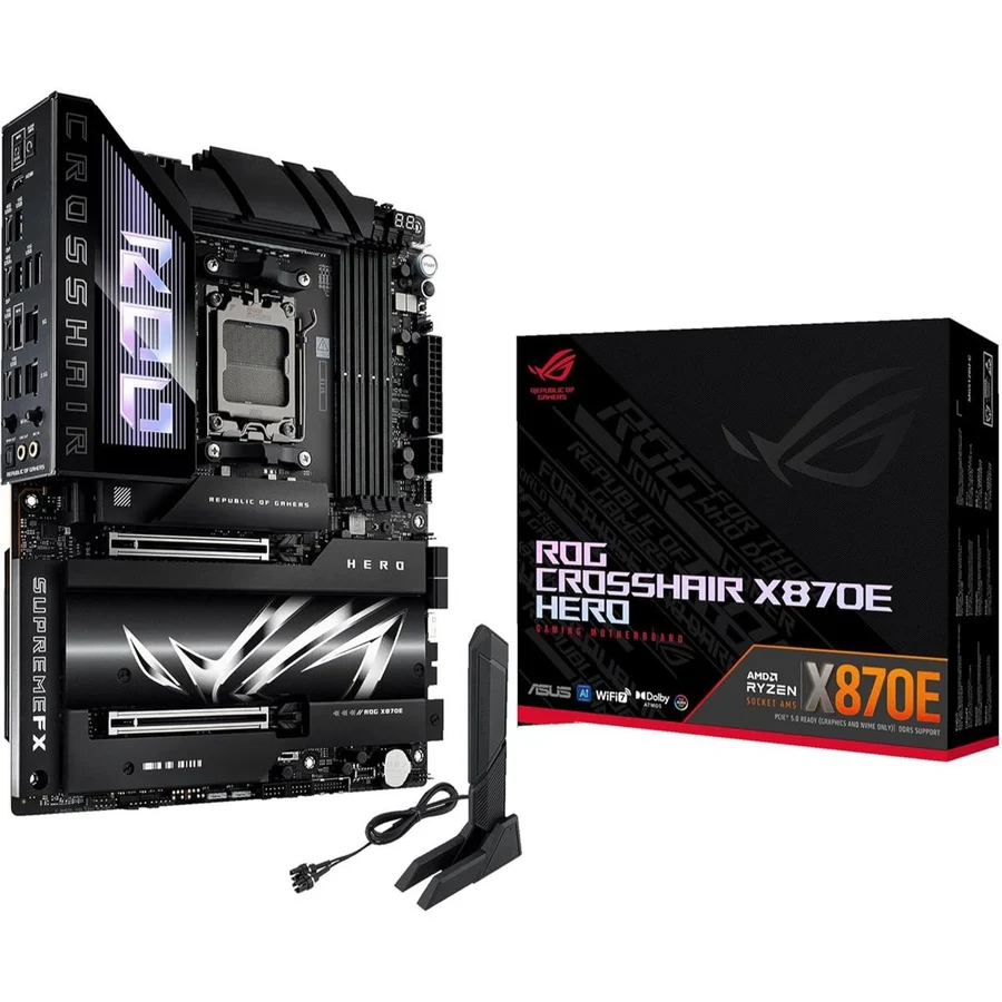 Asus Rog Crosshair X870E Hero DDR5 AMD AM5 ATX MotherboardAsus Rog Crosshair X870E Hero DDR5 AMD AM5 ATX Motherboard - Black - New
