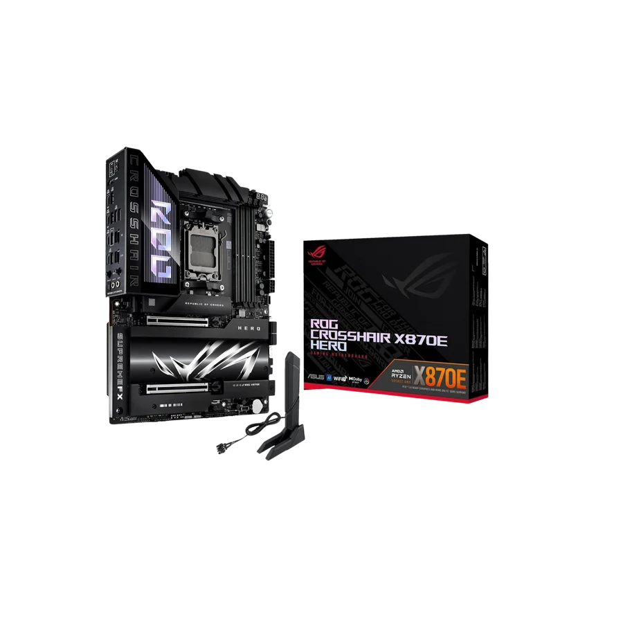 Asus Rog Crosshair X870E Hero DDR5 AMD AM5 ATX MotherboardAsus Rog Crosshair X870E Hero DDR5 AMD AM5 ATX Motherboard - Black - New